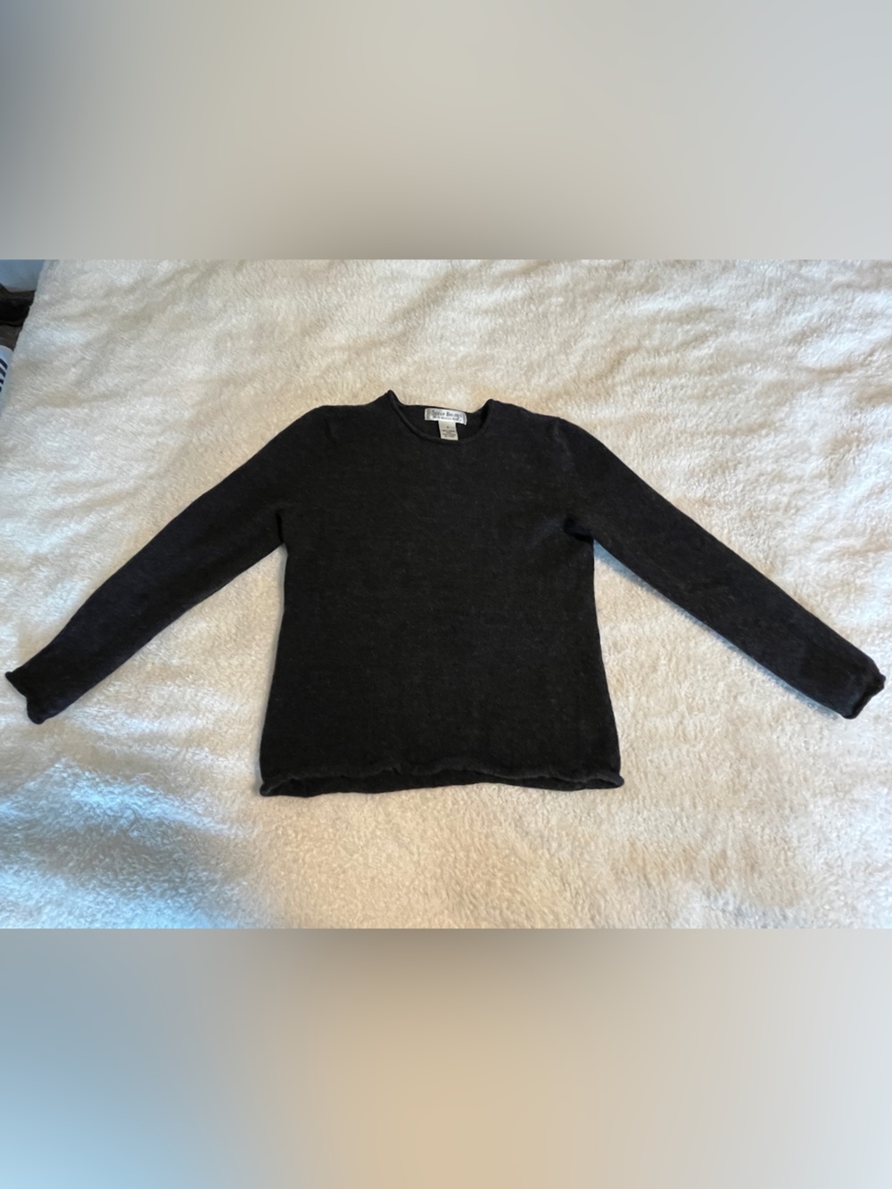 Susan Bristol Dark Gray Merino Wool Crewneck Sweater